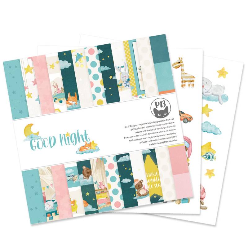 P13 GOOD NIGHT 12"X12" Designer Paper Pack 14pc. Scrapbooksrus
