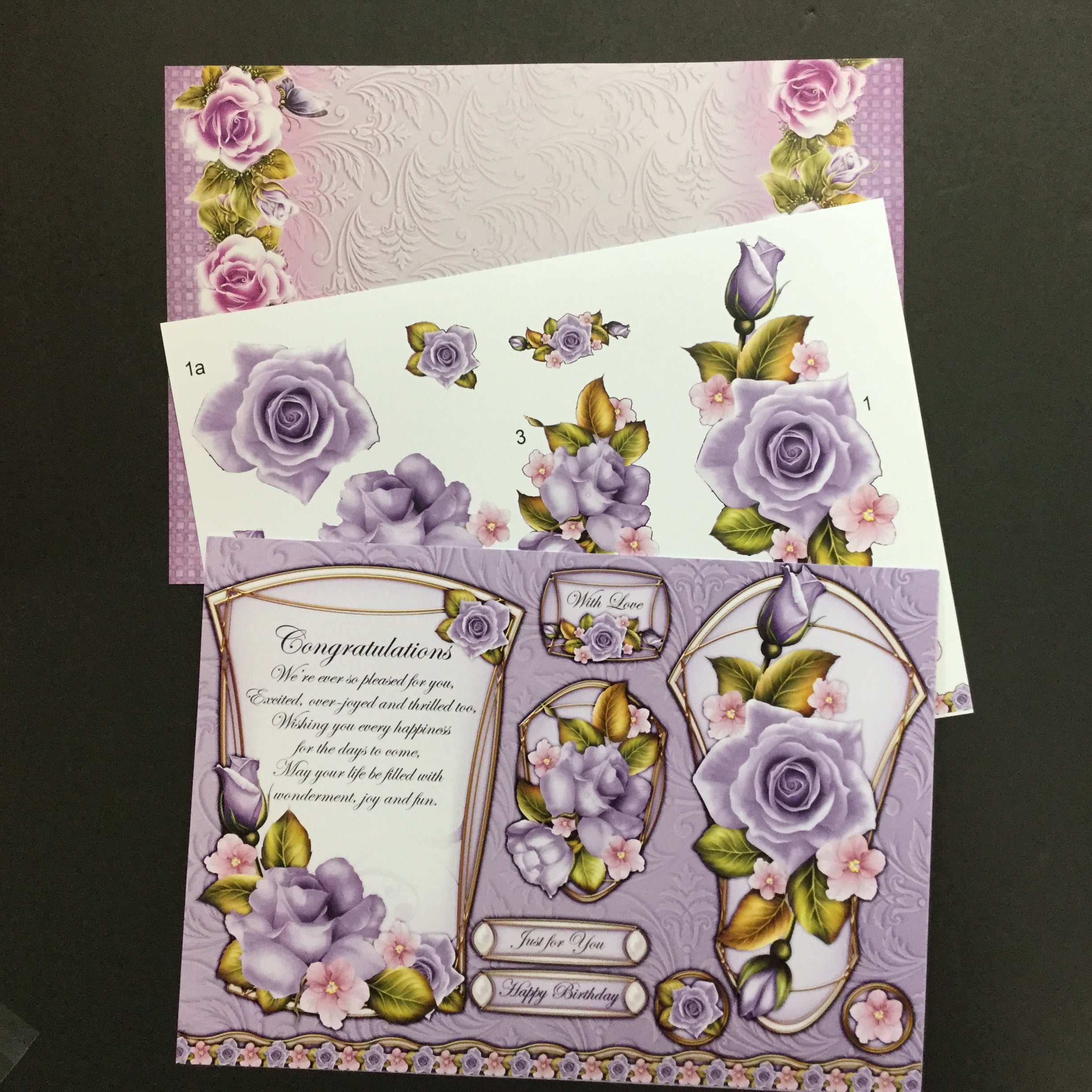 Floral Card Making CUT-OUTS 3pc Scrapbooksrus