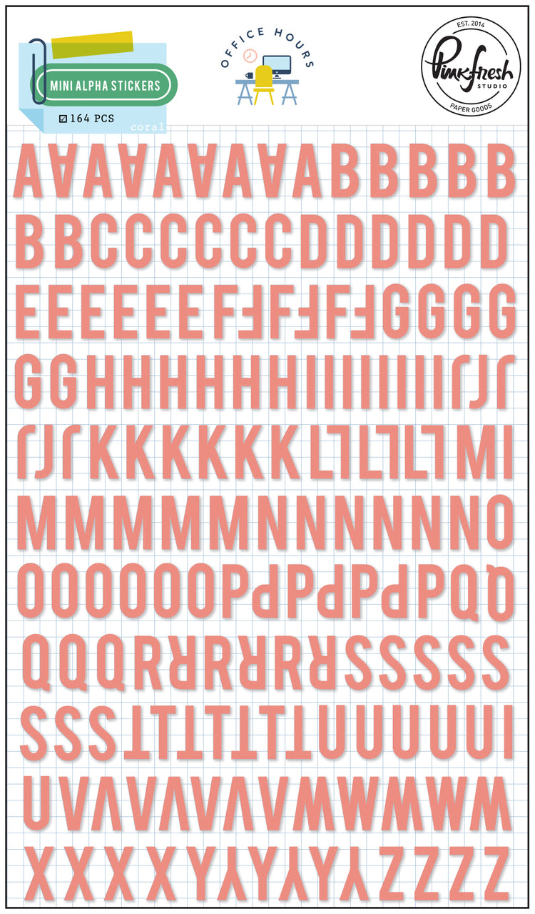 Pinkfresh Studio Office Hours Pink MINI ALPHA STICKERS 164pc Scrapbooksrus