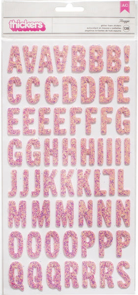 American Crafts Thickers Glitter Letter Sticker Sheets - Silver