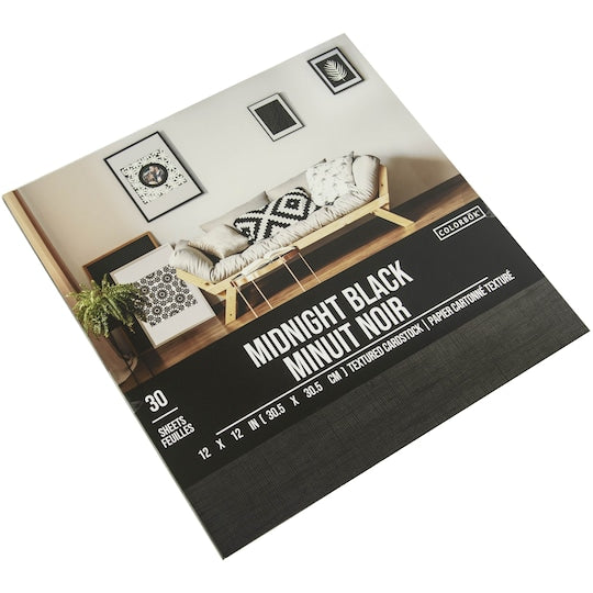 Colorbok 12”x12” Textured Cardstock MIDNIGHT BLACK 30 Sheets Scrapbooksrus