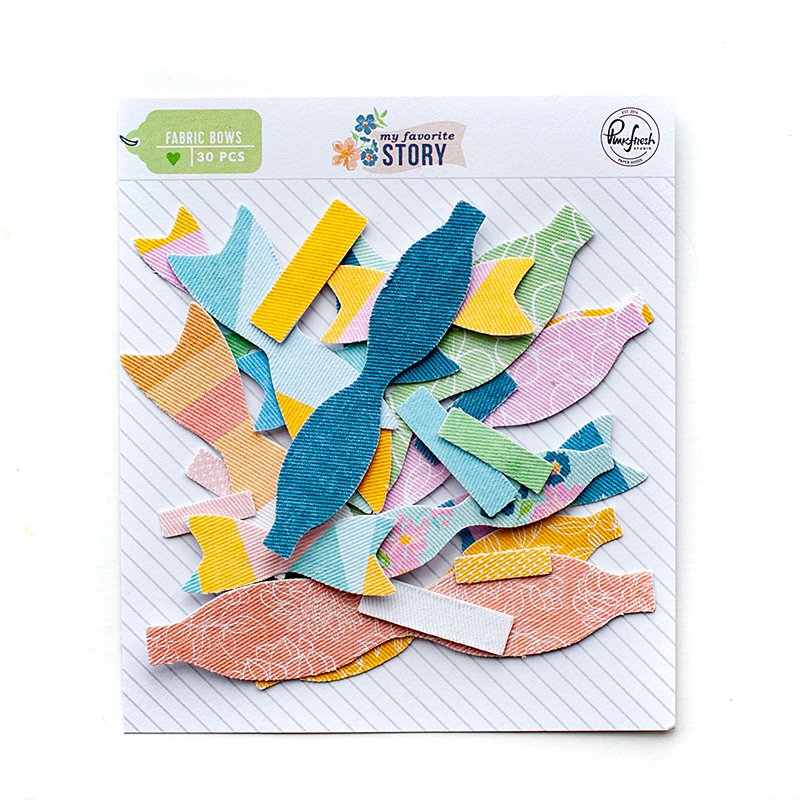 Pinkfresh Studio My Favorite Story FABRIC BOWS 30 pc. Scrapbooksrus