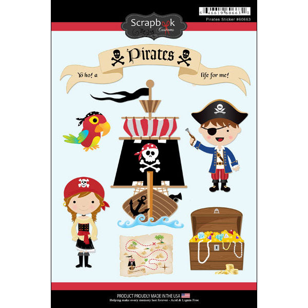 Scrapbook Customs PIRATE Sticker 7pc Scrapbooksrus