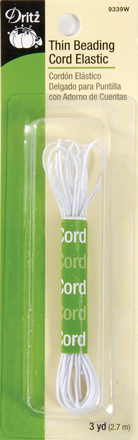 Dritz THIN BEADING CORD ELASTIC White 3yd Scrapbooksrus