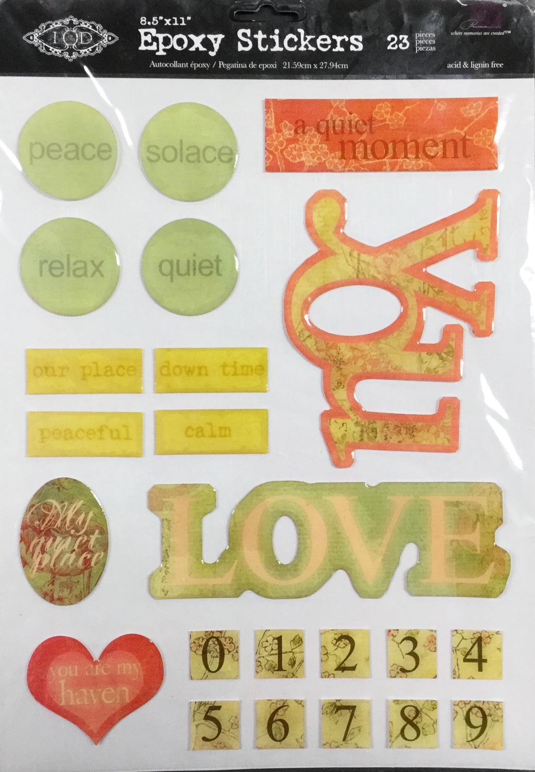 Prima IOD 8.5”x11” Epoxy Stickers 23pc Scrapbooksrus