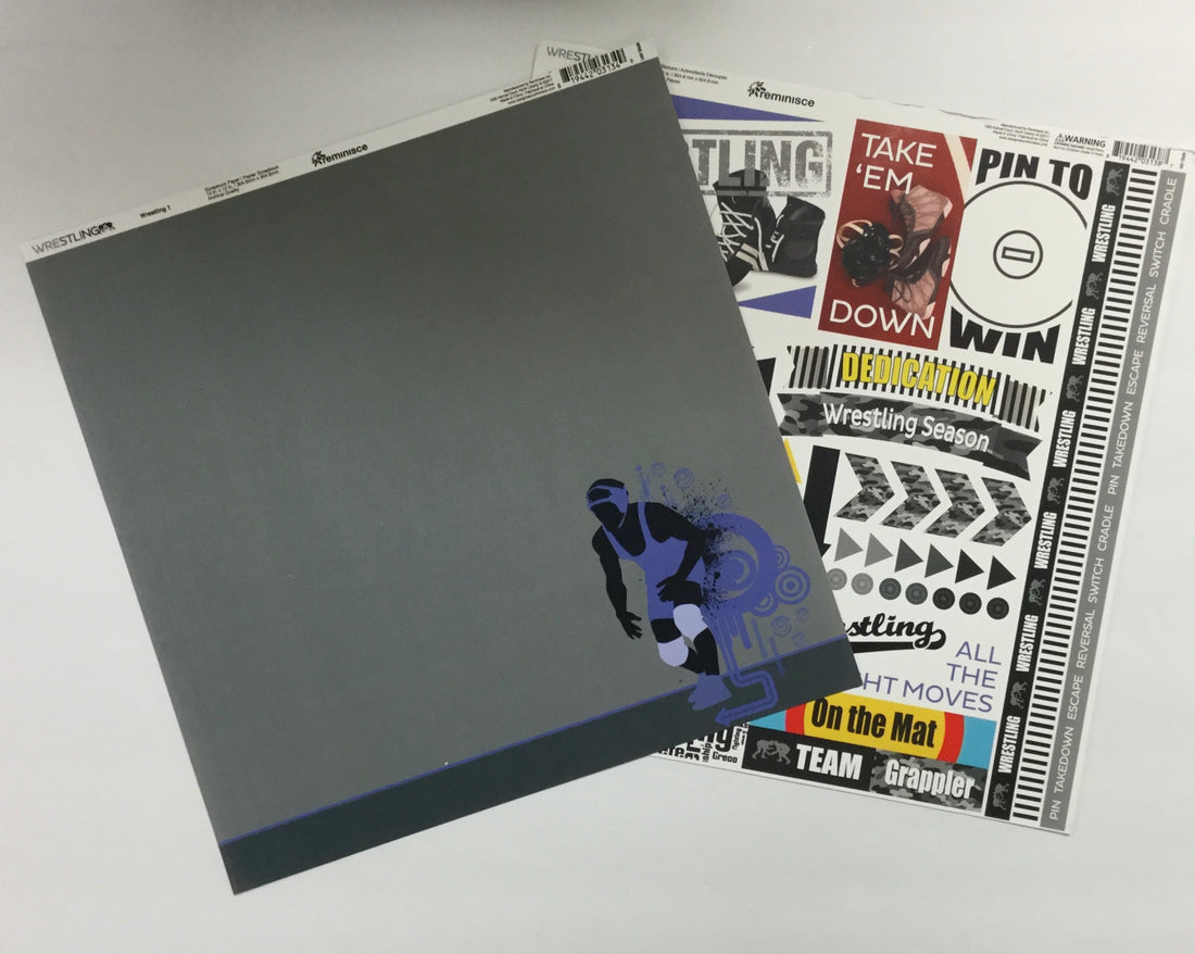 Reminisce WRESTLING Paper Pack 2pc Scrapbooksrus