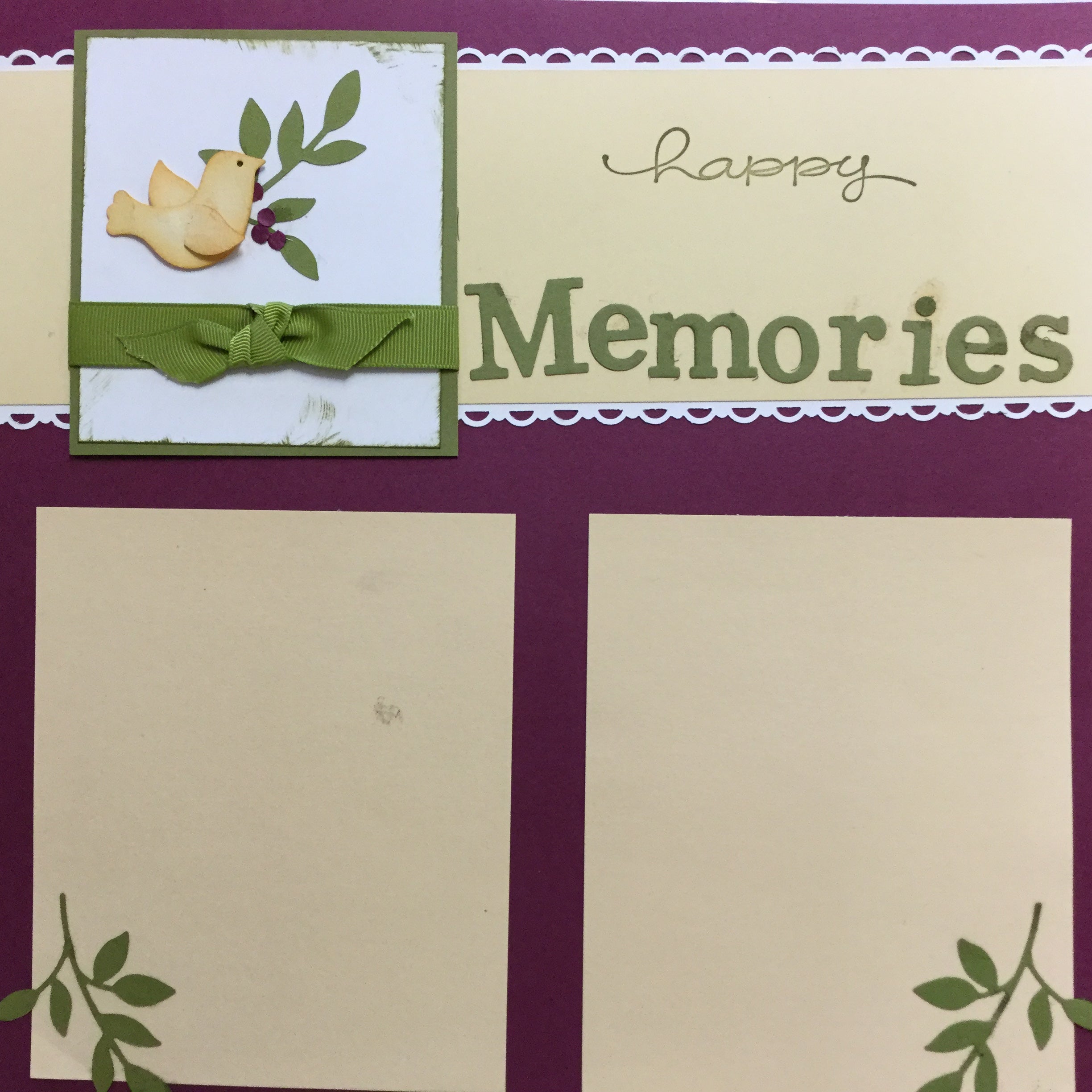 Premade HAPPY MEMORIES (2) 12”X12” Scrapbook Pages Scrapbooksrus