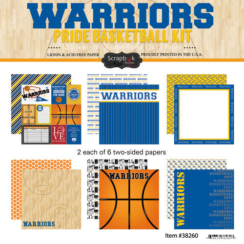 WARRIORS BASKETBALL PRIDE KIT 12"X12" Scrapbook Paper 12 Sheets