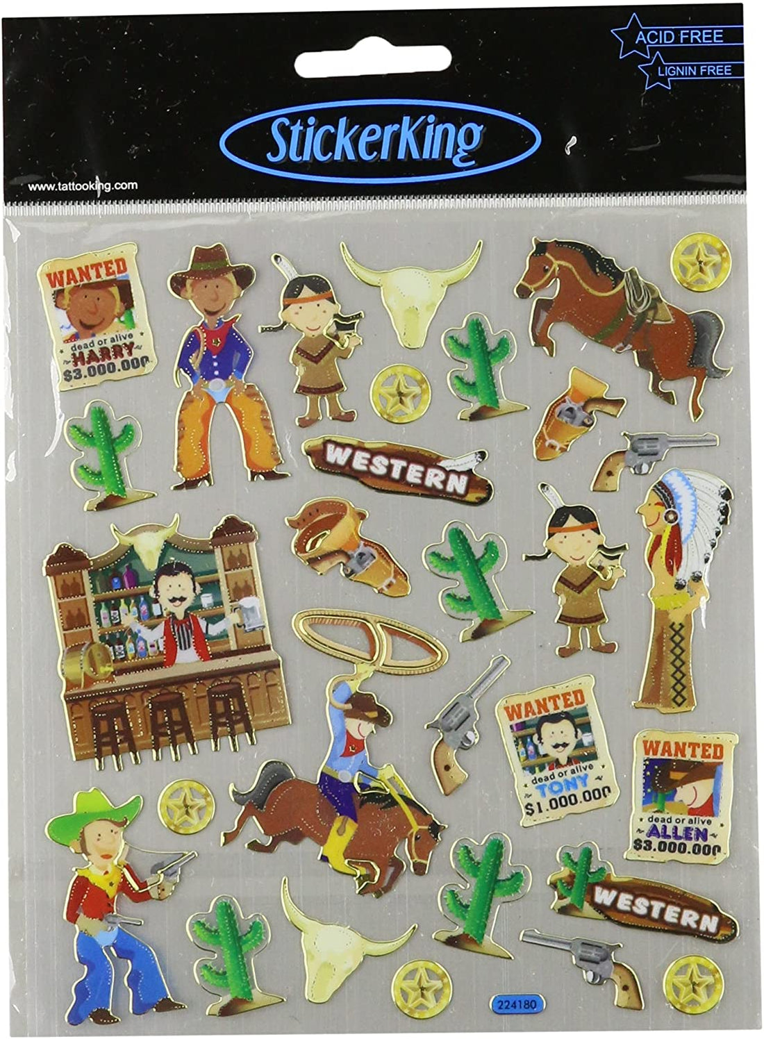 Sticker King COWBOYS AND INDIANS Stickers 29pc. Scrapbooksrus
