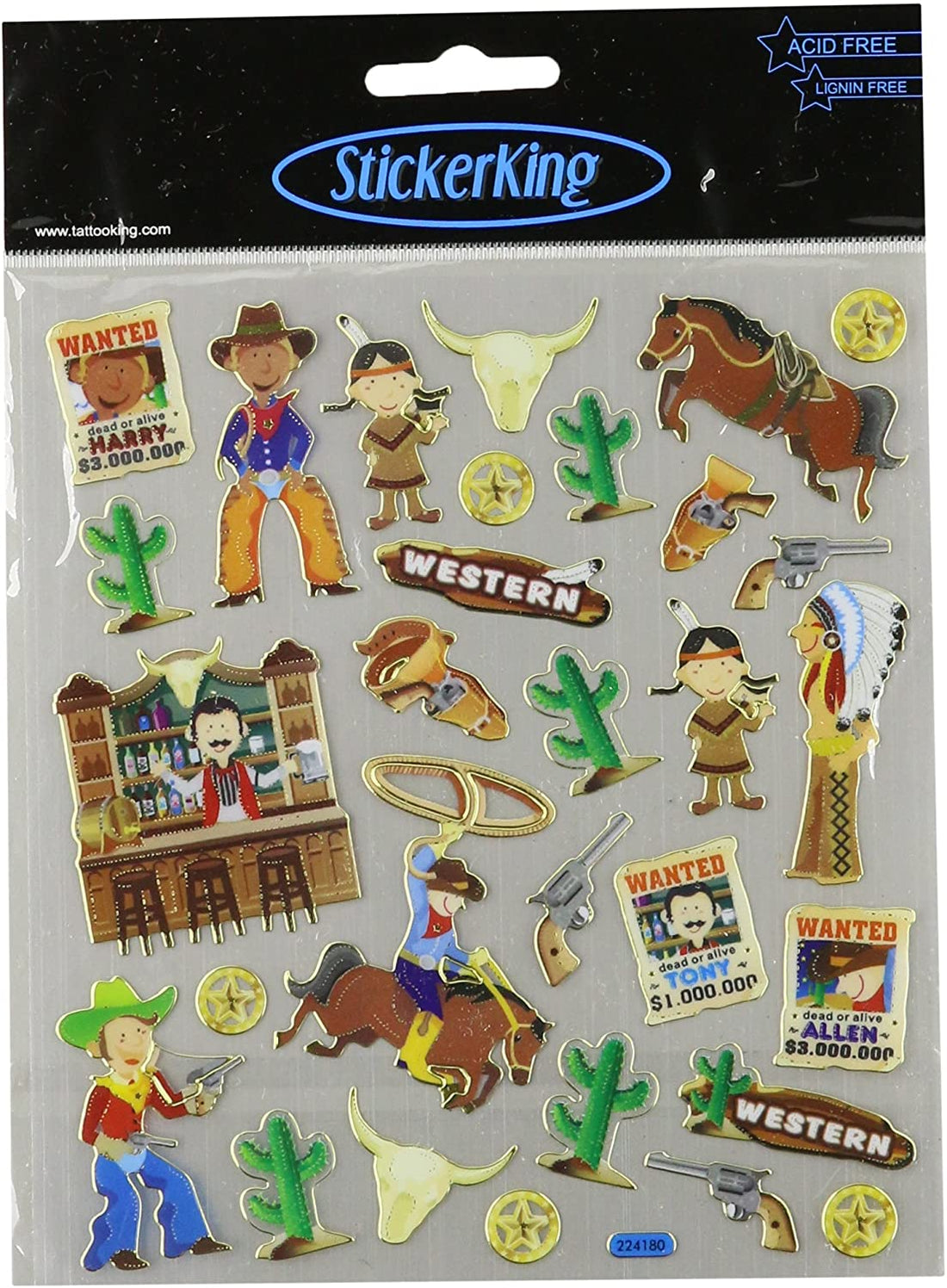 Sticker King COWBOYS AND INDIANS Stickers 29pc. Scrapbooksrus 