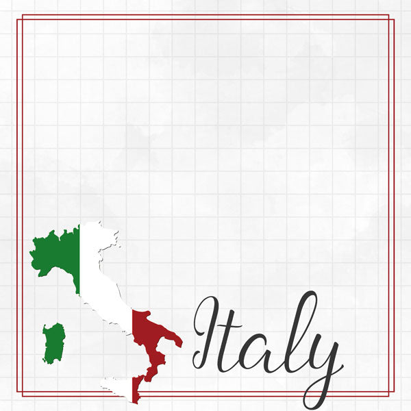 ITALY ADVENTURE BORDER Double Sided 12X12 Paper Scrapbook Customs Scrapbooksrus