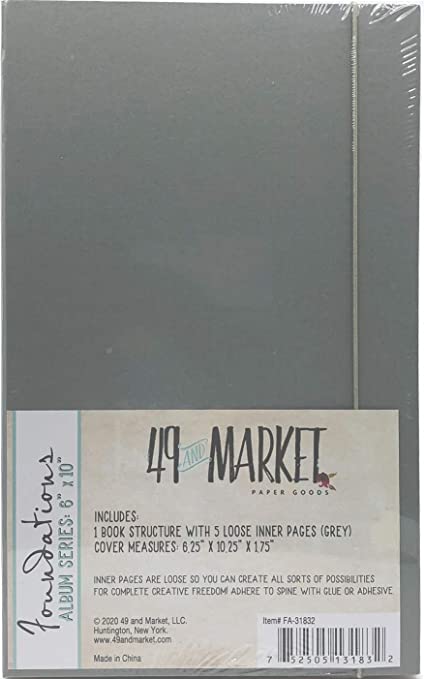 49 and Market Foundations ALBUM SERIES 6"X10” GREY Scrapbooksrus
