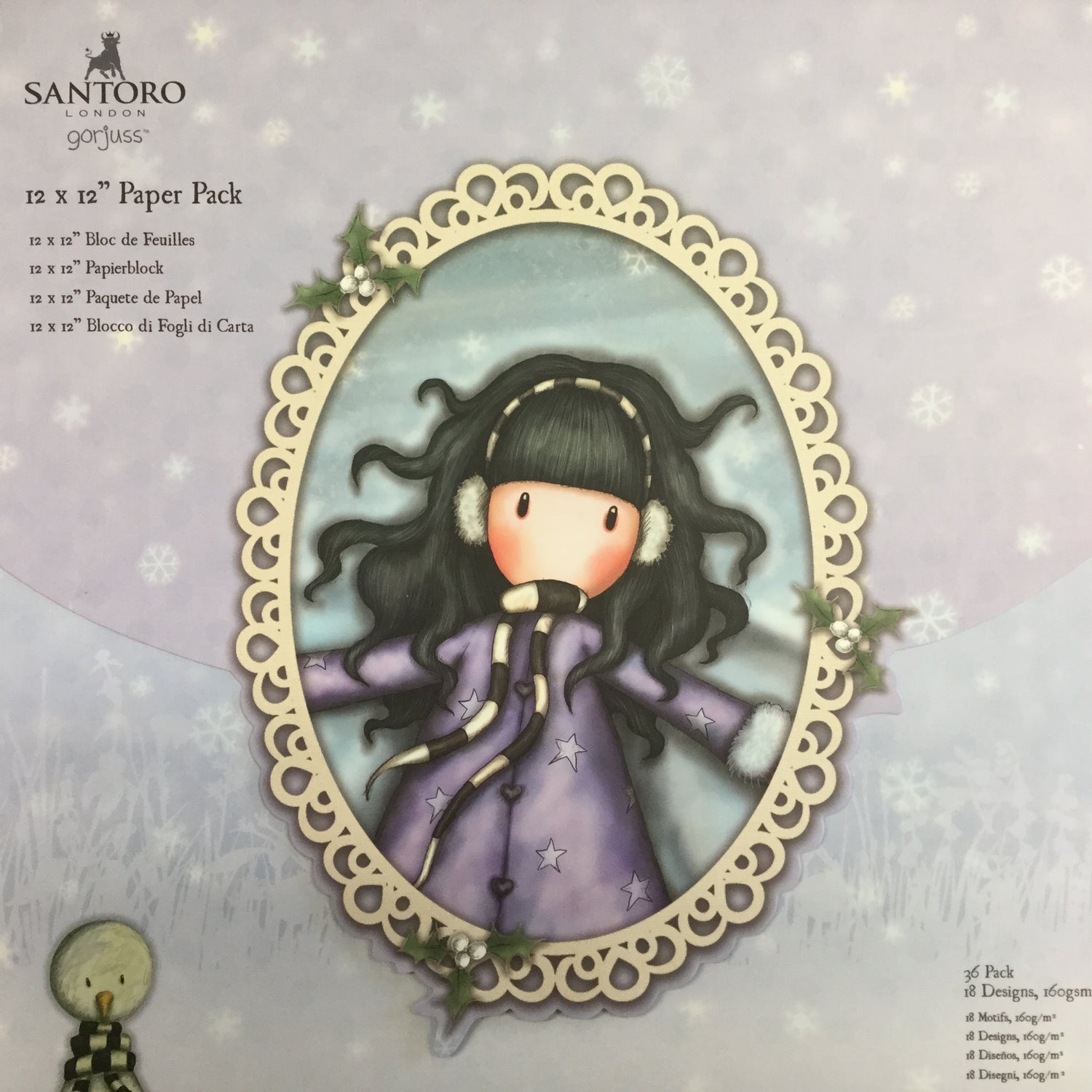 Santoro London Gorjuss CHRISTMAS  12X12 Premium Paper Pack Scrapbooksrus