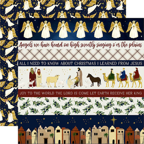 Echo Park Away in Oh Holy Night BORDER STRIPS 12”x12” Scrapbook Paper Scrapbooksrus