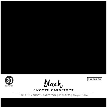Colorbok 12”x12” Smooth Cardstock BLACK 30 Sheets Scrapbooksrus