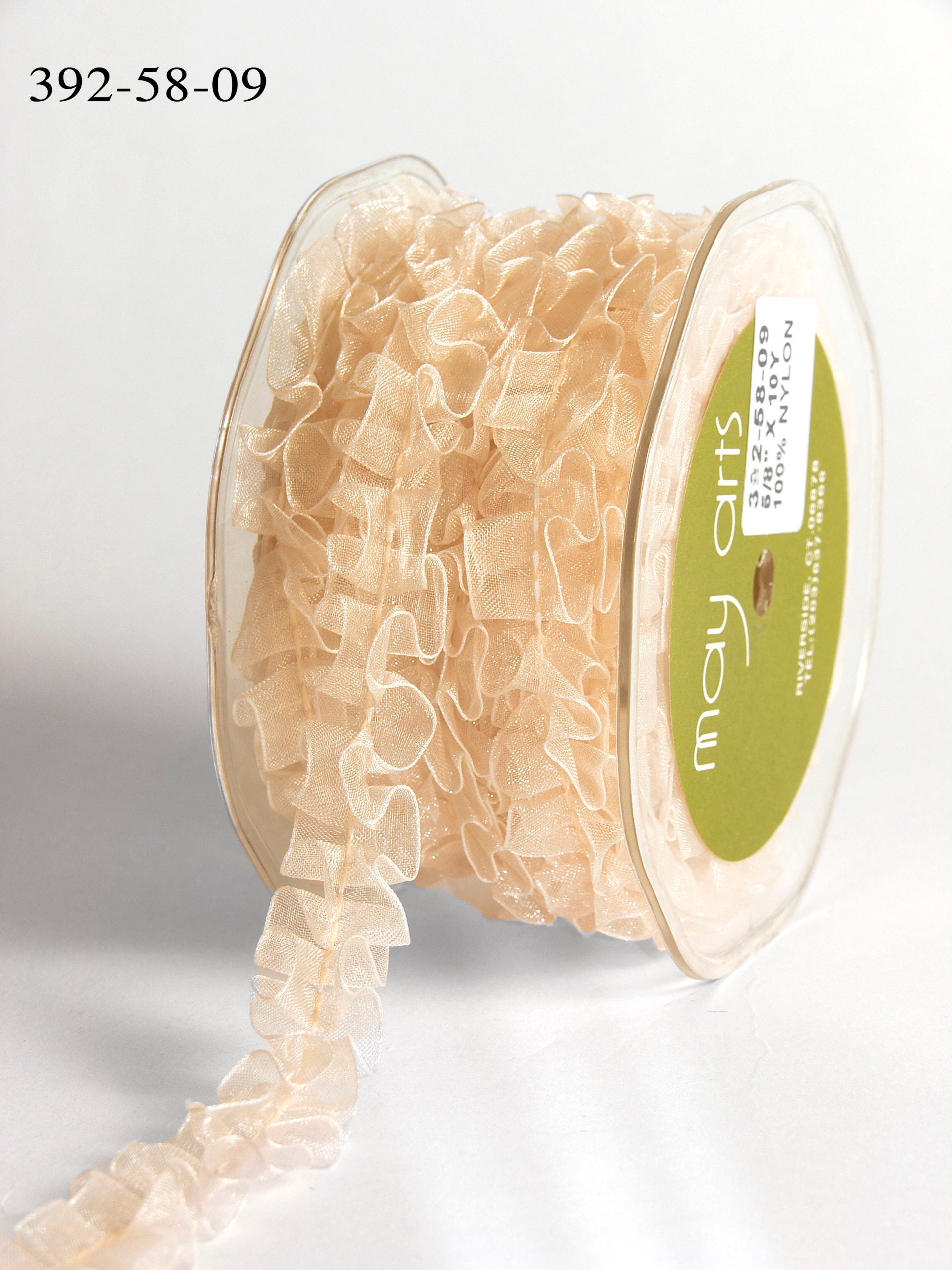 May Arts 1/2" SHEER PLEATED RIBBON Trim 1 yard Scrapbooksrus Scrapbook Store