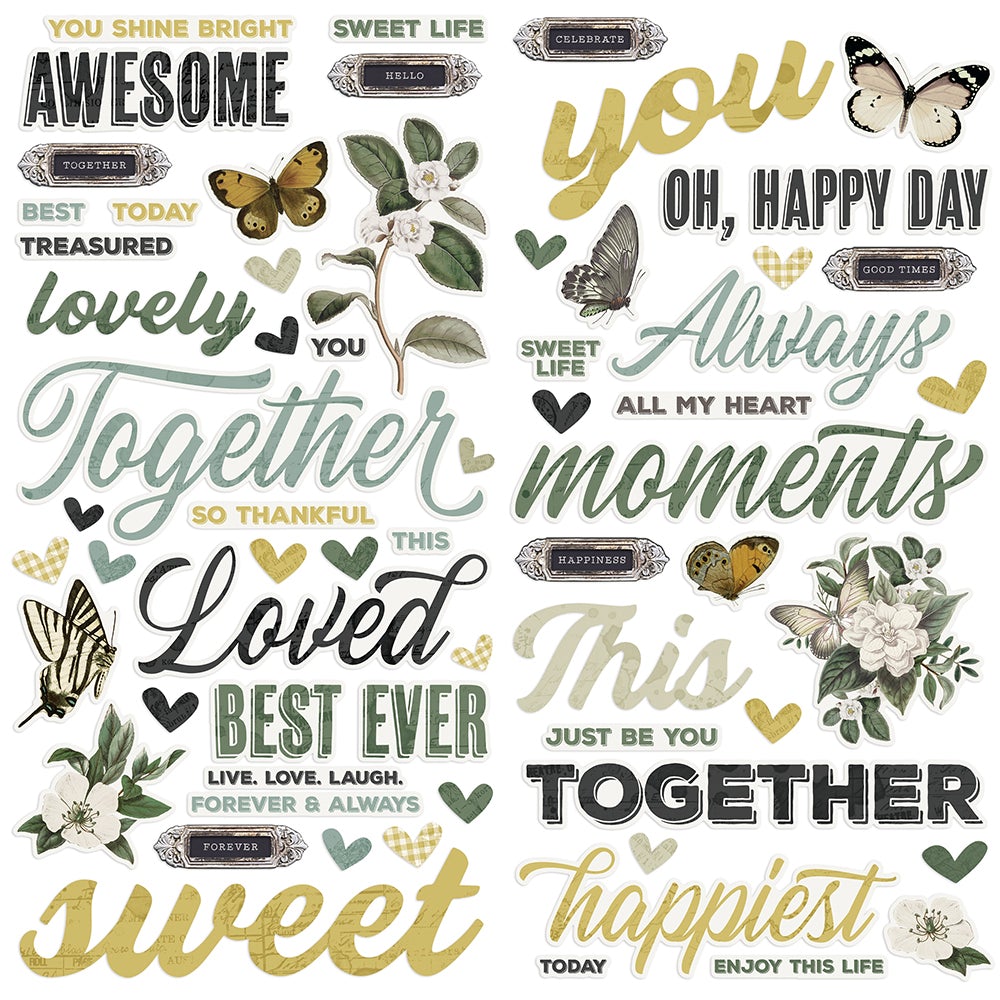 Simple Stories Simple Vintage Weathered Garden FOAM STICKERS 66pc Scrapbooksrus