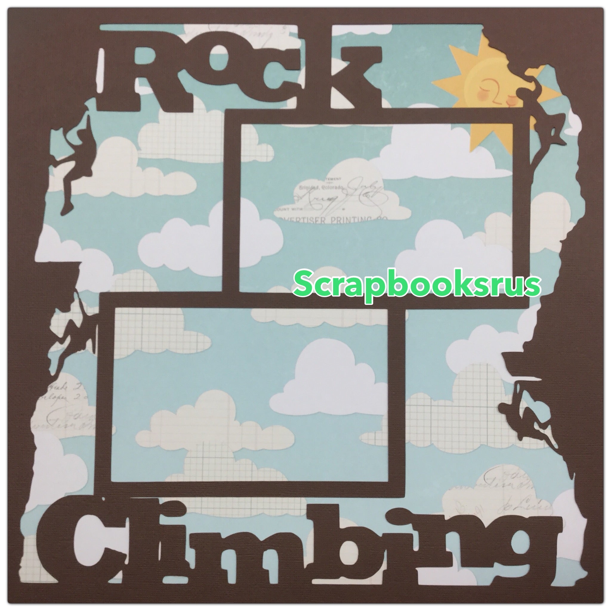 Page Frame ROCK CLIMBING 12"x12" Scrapbook Overlay Brown