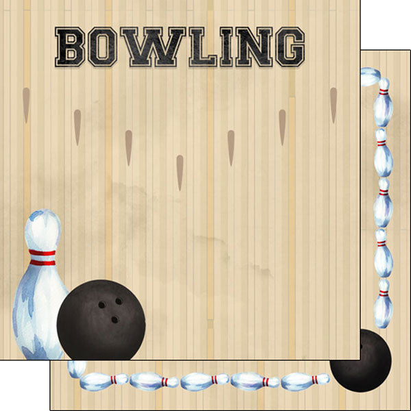 BOWLING Watercolor Wood Papers & Sticker Kit 4pc Scrapbooksrus