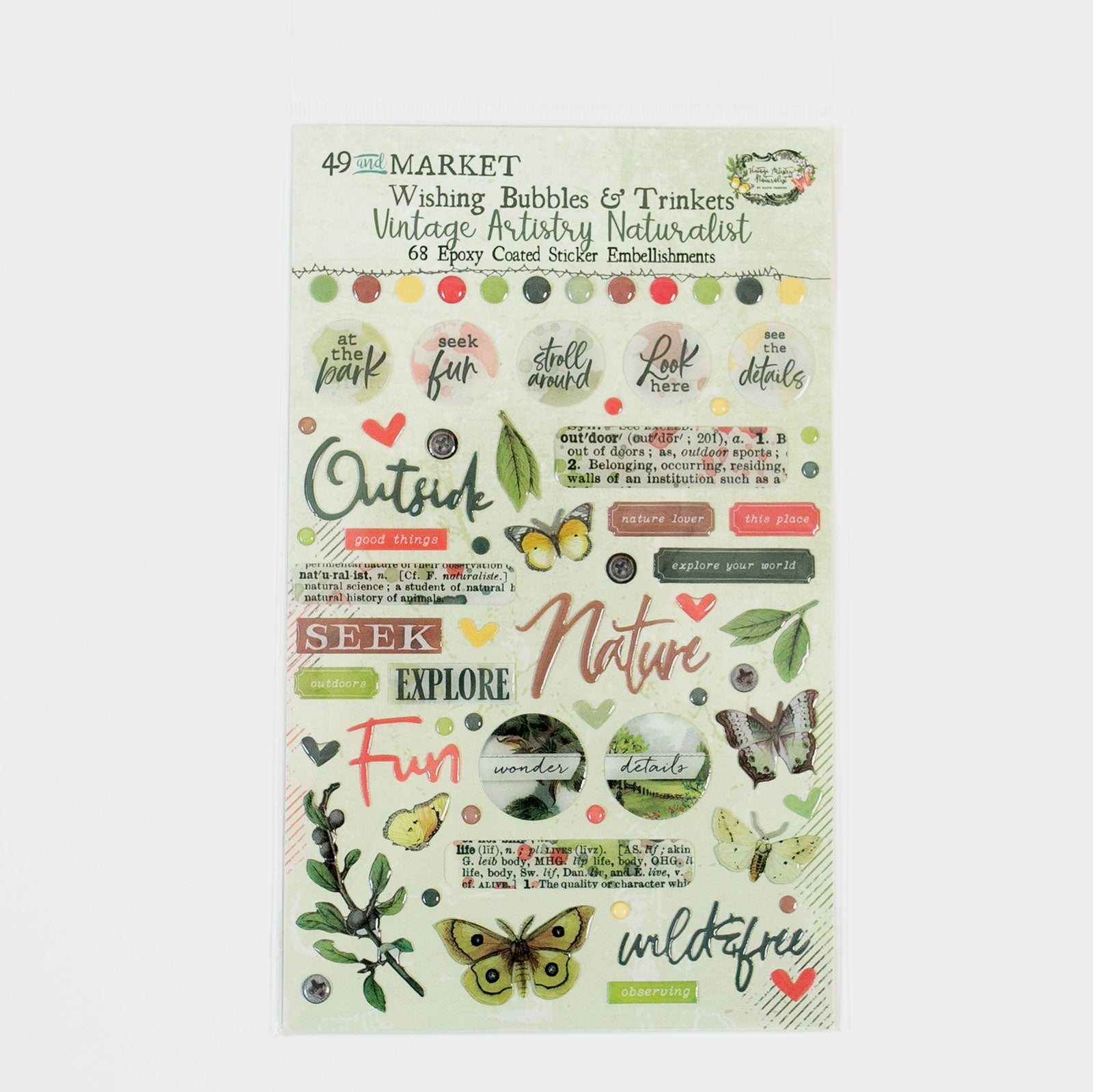 49 and Market Vintage Artistry Naturalist WISHING BUBBLES & TRINKETS Scrapbooksrus