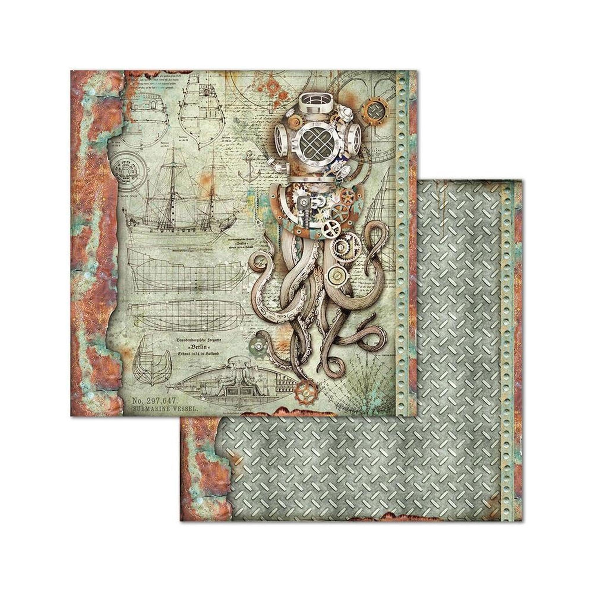 Stamperia MECHANICAL SEA WORLD 12"X12" Paper Pad Scrapbooksrus