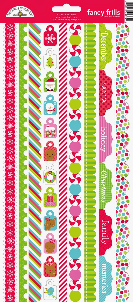 Doodlebug Christmas Magic FANCY FRILLS Santa Express Cardstock Stickers Scrapbooksrus