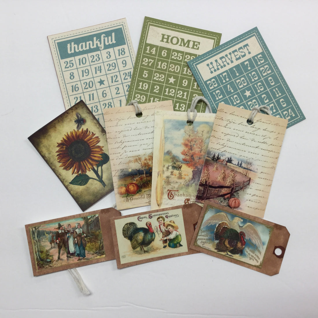 Tags & Ephemera 10pc FALL AND THANKSGIVING TAGS & ATC CARDS Set B Scrapbooksrus