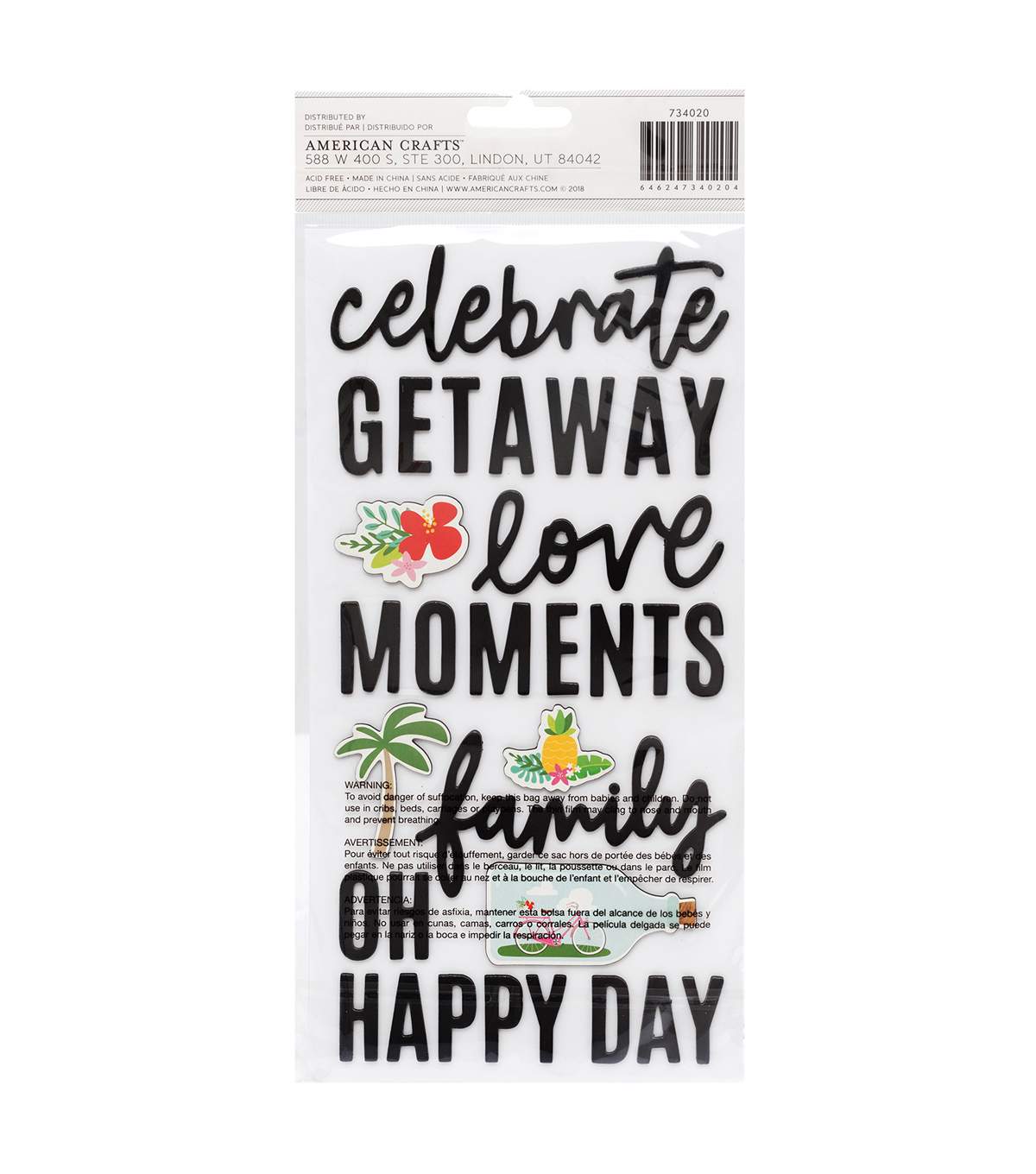 American Crafts Thickers ADVENTURE Foam Phrase Stickers 62 pc. Scrapbooksrus