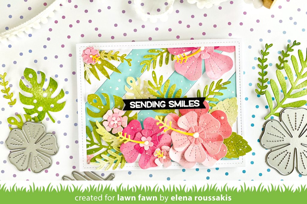 Lawn Cuts HAPPY HIBISCUS Custom Craft Dies 8pc Scrapbooksrus