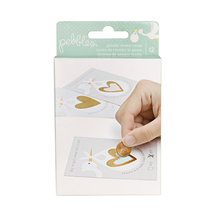 Pebbles Lullaby GENDER REVEAL CARDS Baby 12pc