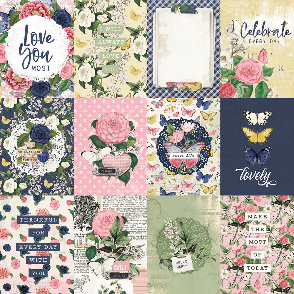 Simple Stories Simple Vintage INDIGO GARDEN Chipboard Stickers 30pc Scrapbooksrus