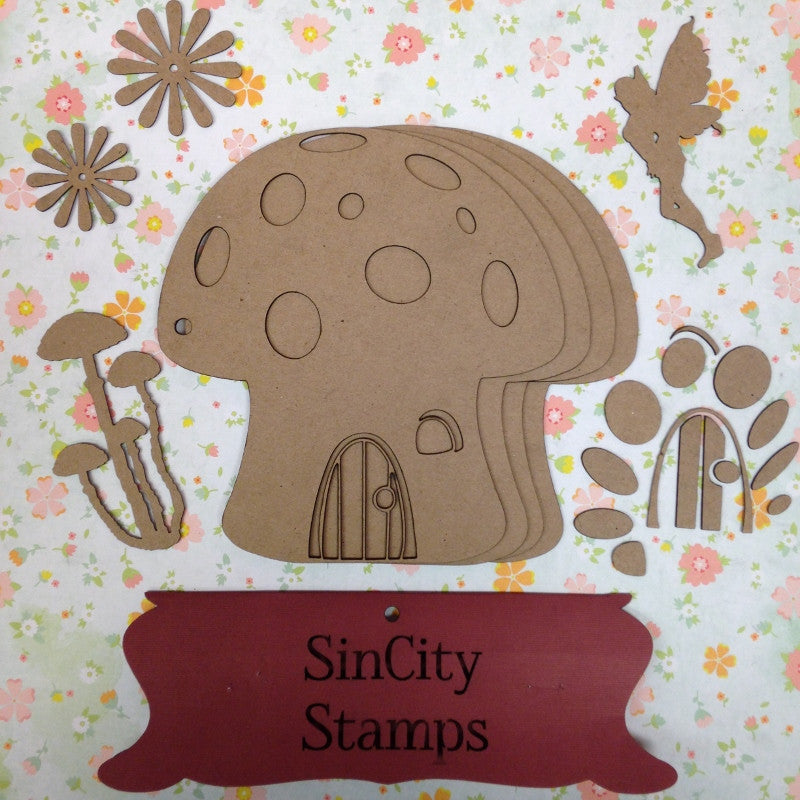 Sin City Stamps Mushroom Chip Board Album  6" X 6.25 &