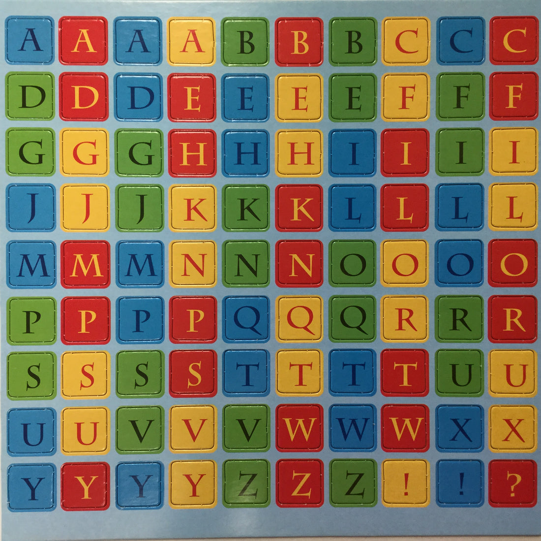 Primary Square Chipboard Uppercase Alphabets 12” x 12” Sheet Scrapbooksrus