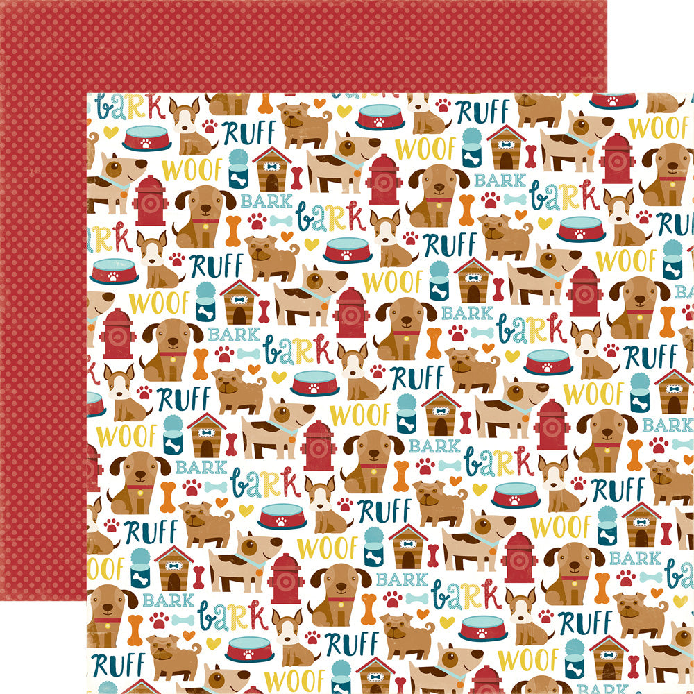 Echo Park Bark PUPPY ICONS 12x12 Scrapbook Paper Scrapbooksrus