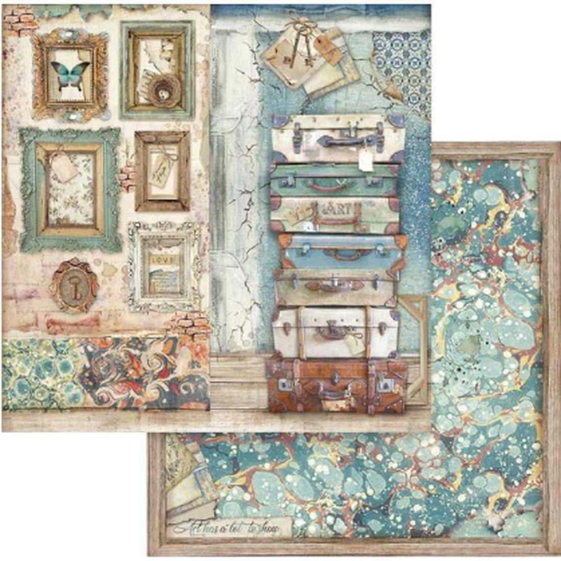 Stamperia Atelier De Arts LUGGAGE SBB778 12"X12" Scrapbook Paper Scrapbooksrus