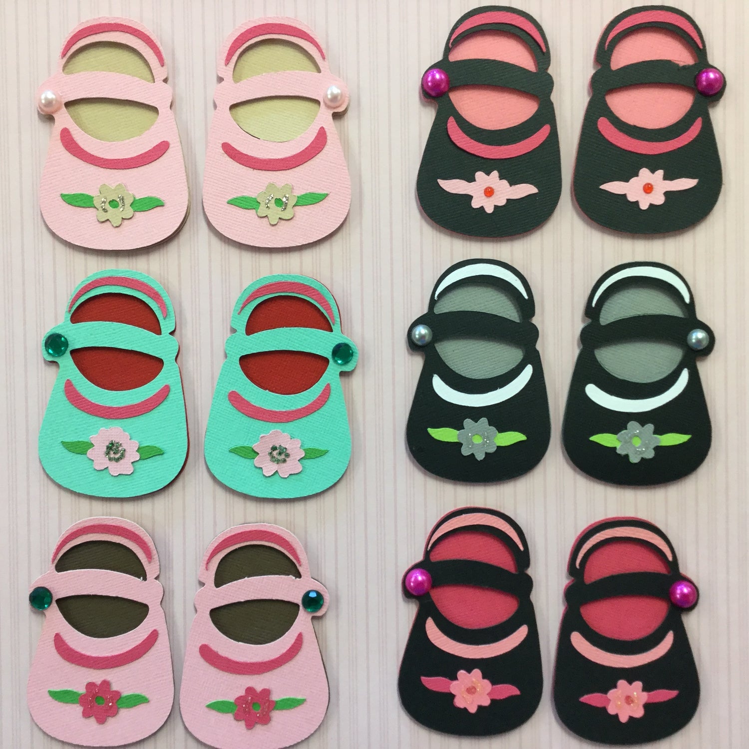 Baby Booties GIRL Shoes Custom Scrapbook Die Cut Embellishment Scrapbooksrus