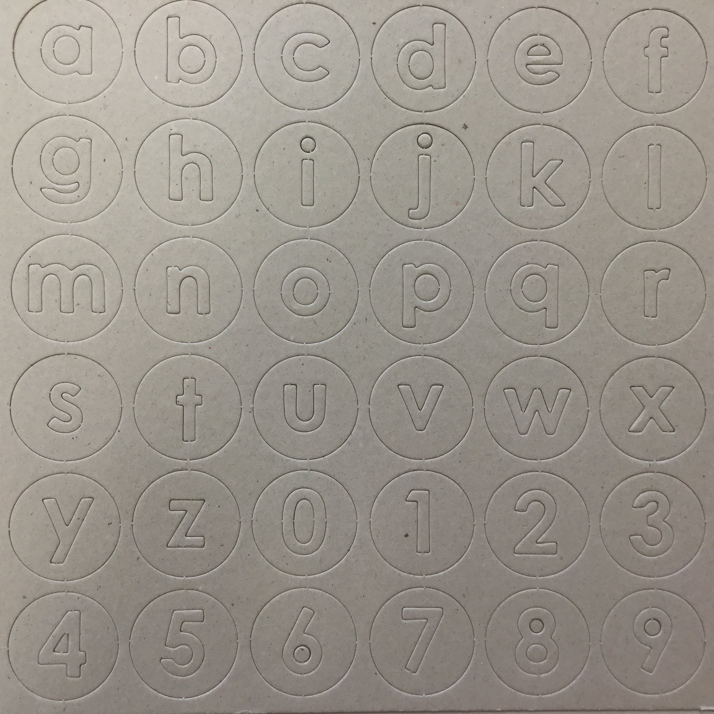 Naked Raw Chipboard Lowercase Alphabets & Numbers 12” x 12” Sheet Scrapbooksrus