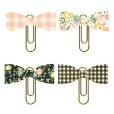 Simple Stories SPRING FARMHOUSE Paper Bow Clips 4pc Scrapbooksrus