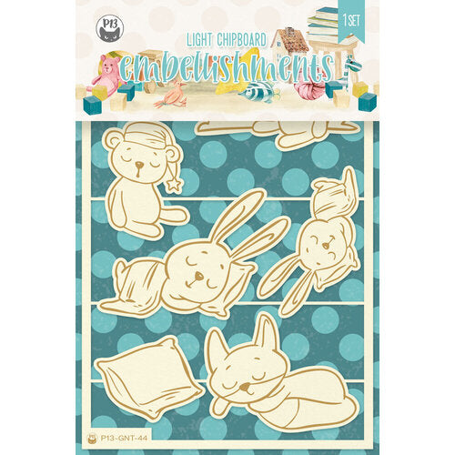 P13 Goodnight Collection LIGHT CHIPBOARD EMBELLISHMENTS 6pc Scrapbooksrus