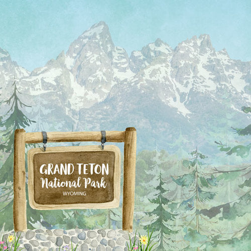 GRAND TETON National Park Watercolor 12"X12" Paper Scrapbooksrus