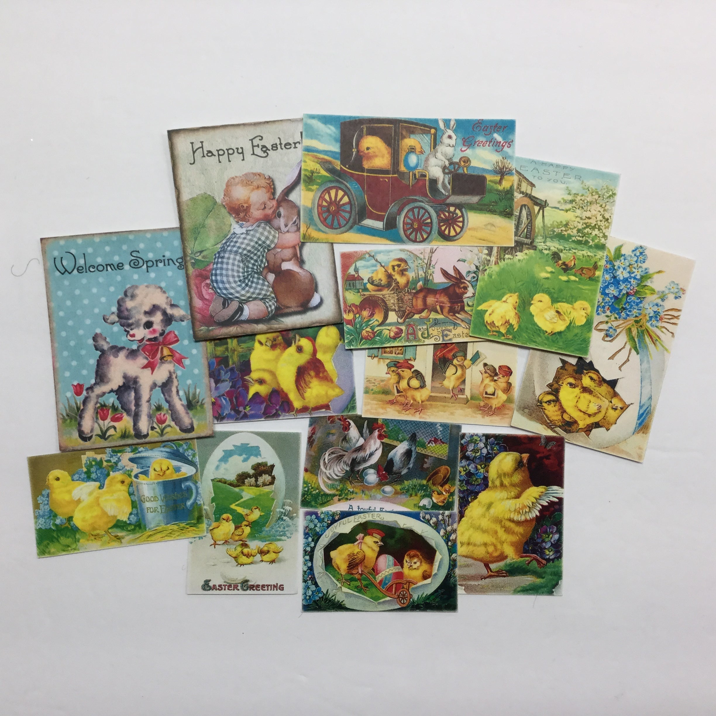 Tags & Ephemera 13pc EASTER CHICKS ROOSTERS BUNNIES TAGS Scrapbooksrus