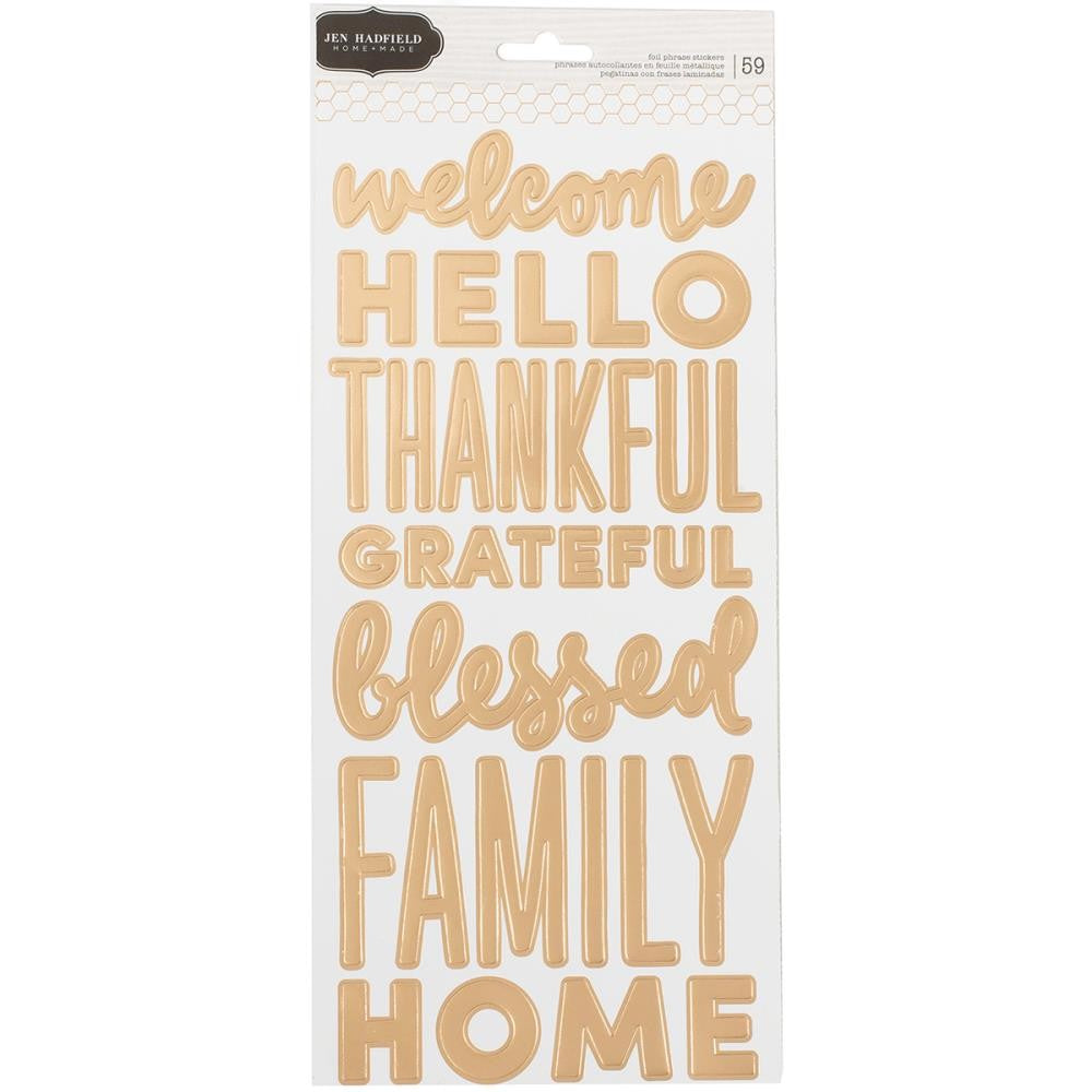 Pebbles Jen Hadfield Warm & Cozy Gold Foil Phrase Stickers