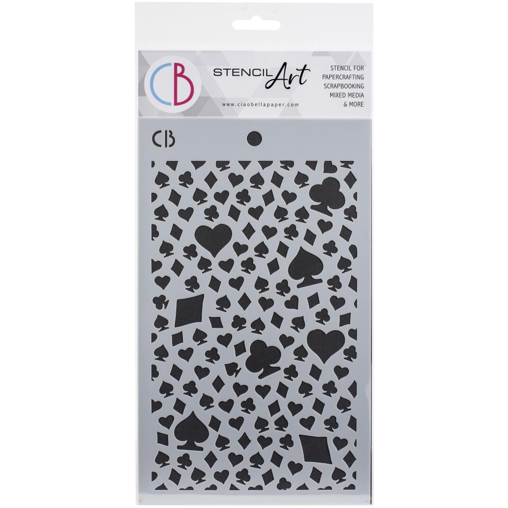 Ciao Bella Stencil Art CARD SUITS Stencil Scrapbooksrus