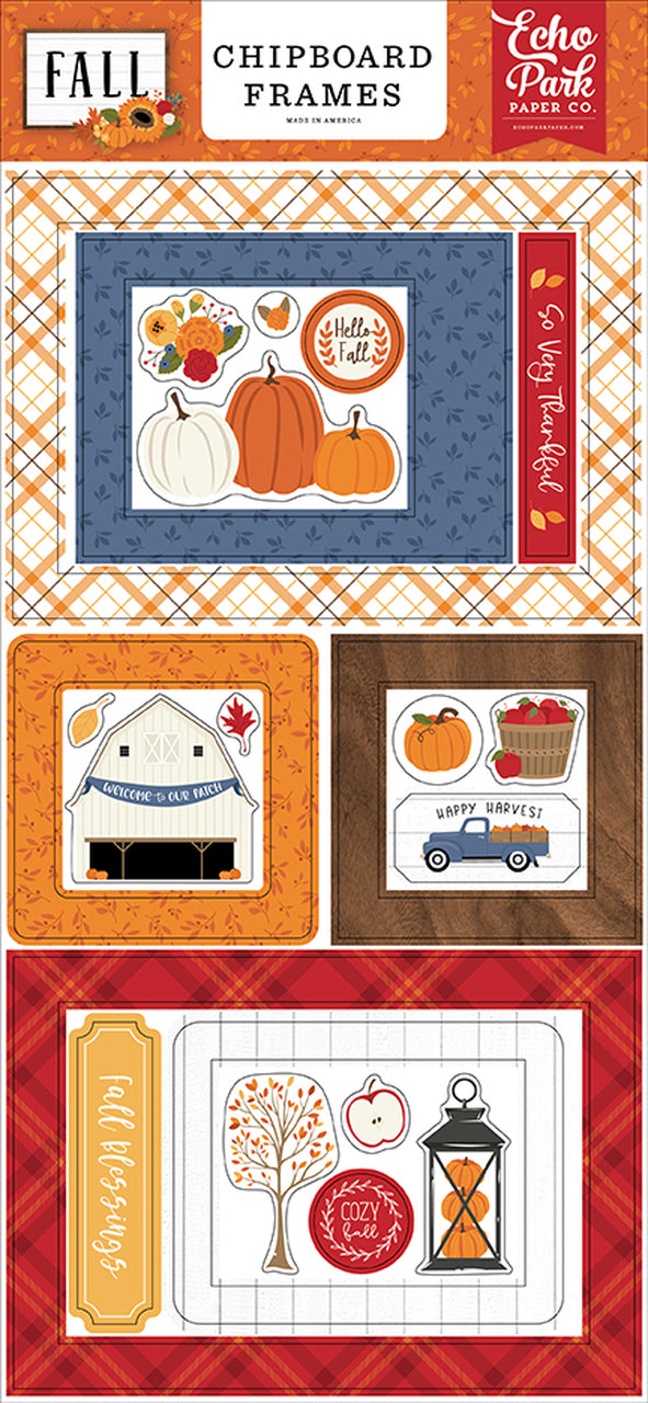 Echo Park 6"x12" FALLChipboard Phrases Frames 22pc Scrapbooksrus