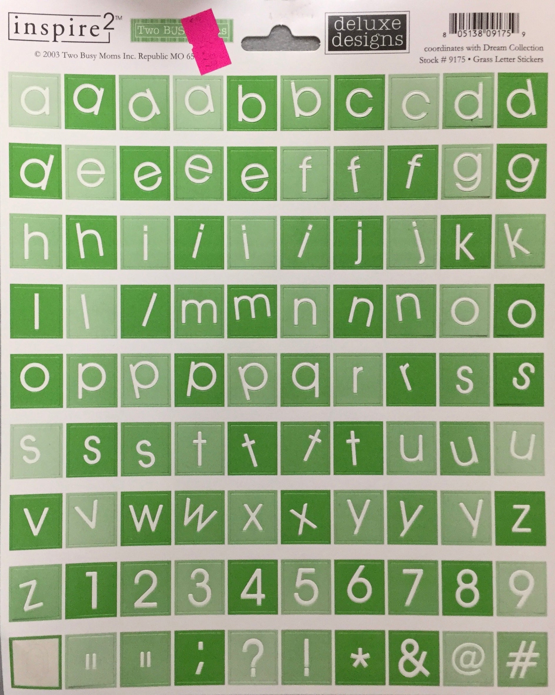 Two Busy Moms Deluxe Designs GRASS LETTER Stickers Scrapbooksrus