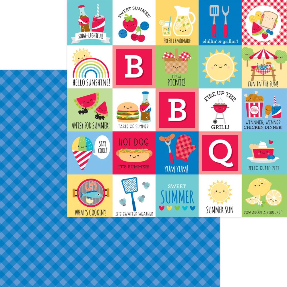 Doodlebug BAR B CUTE Paper Pack 12"X12" 13pc Scrapbooksrus
