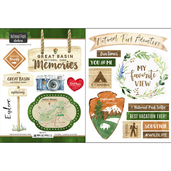 National Park GREAT BASIN Stickers 18 pc Scrapbook Customs Scrapbooksrus