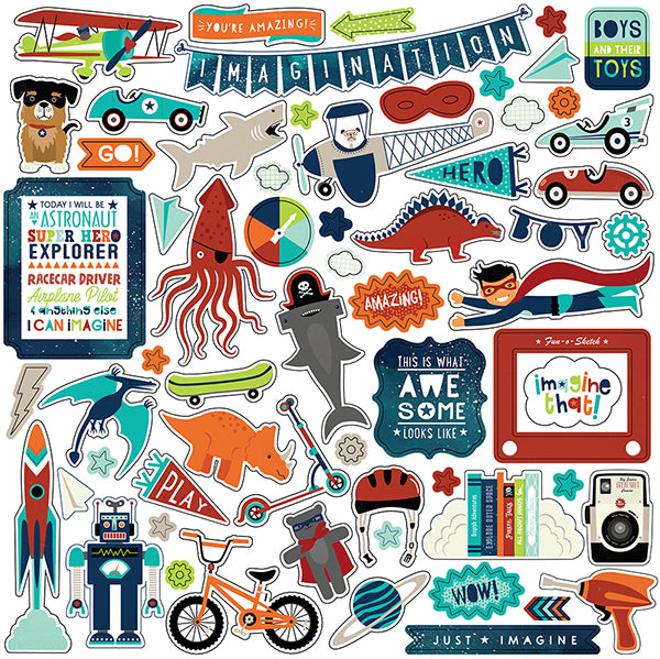 Echo Park  12"x12" IMAGINE THAT BOY 13pc COLLECTION KIT Scrapbooksrus