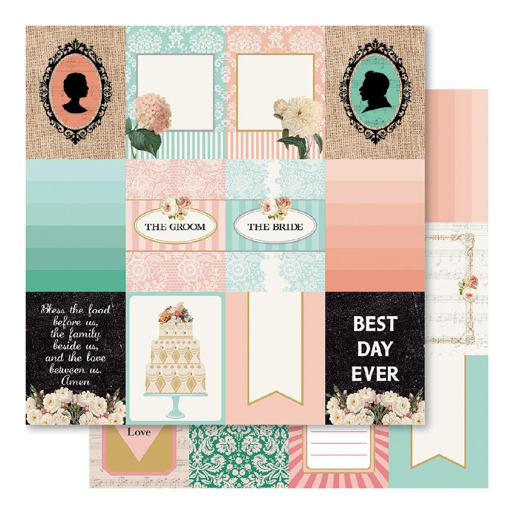 Bella! AT LAST 4pc 12"x12" Wedding Scrapbook Papers