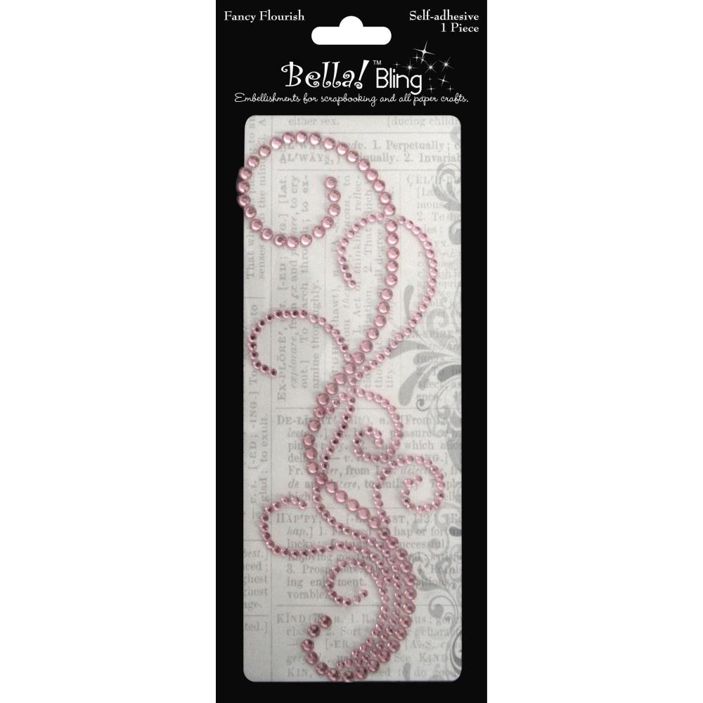 Bella Bling FANCY FLOURISH PINK Self Adhesive Embellishment 1pc